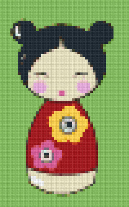Red Japanese Doll Two [2] Baseplate PixelHobby Mini-mosaic Art Kit